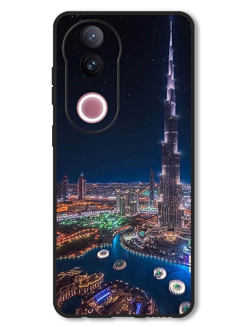 Theodor Case Compatible with Vivo V50 Protection Shockproof Bumper Cover Burj Khalifa Night View - Image 1