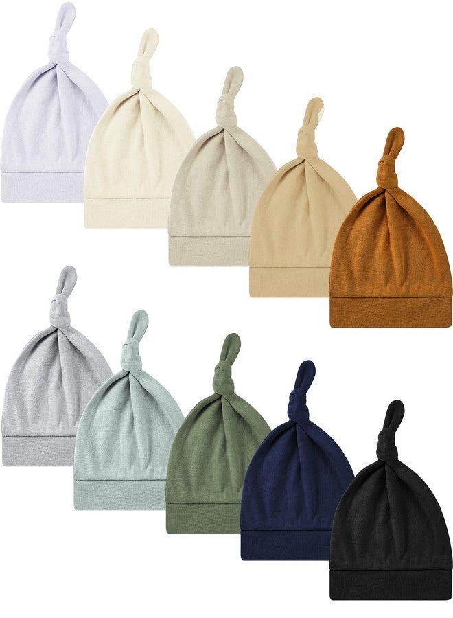 Janmercy 10Pcs Baby Newborn Hats Set Stretchy Knot Beanie Infant Hats for Boy Girl Baby Cute Cap Beanies 10 Colors 0-6 Months(Classic Colors) - Image 1