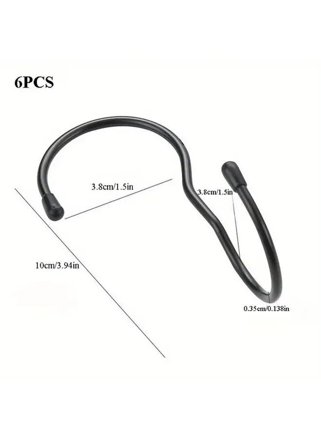 6PCS Black S Shape Hooks For Closet Hanging Metal Hangers Kitchen Organizer - Image 1