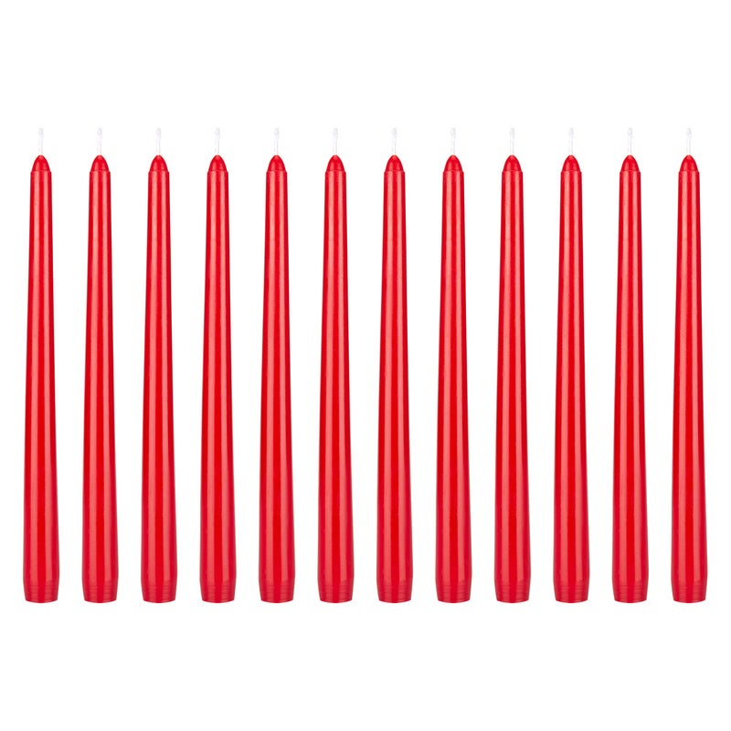 Mega Candles 12 pcs Unscented Red Taper Candles Hand Poured Wax Candle 10 Inch x 78 Inch Home Dcor Wedding Receptions Centerpieces Occasions Romantic Dinners Prayer Candle Holders