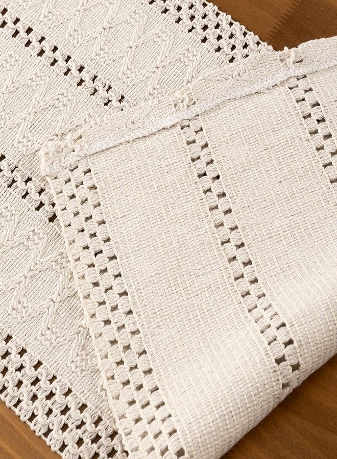MLMC Ivory Boho Table Runner Farmhouse Macrame Woven Table Runner 36 inch Long Rustic Cotton Linen Blend Table Decor for Dinning Kitchen Wedding Bridal Shower Eveyrday Use 12x36 Inch - Image 5