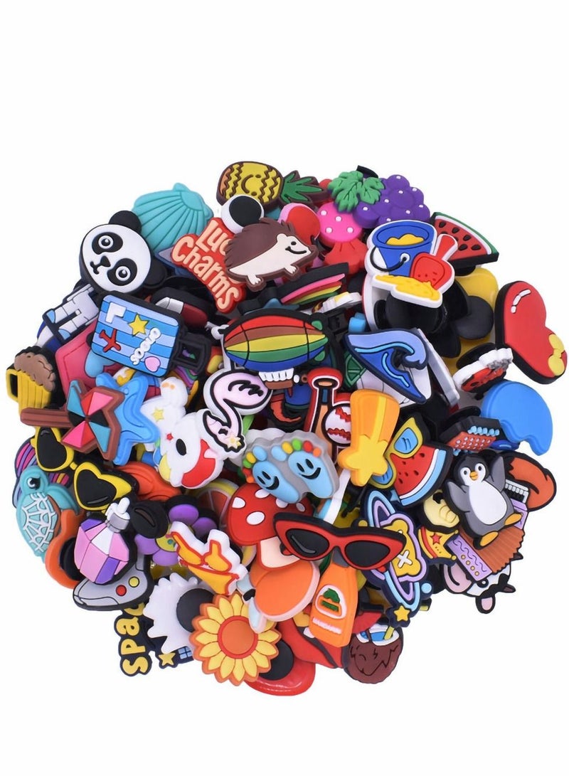 Hole Shoe Buckle 100 Pieces of Different Shapes of PVC Shoe Jewelry Cute Style Bracelet Wristband Decoration Soft Rubber Shoe Flower Birthday Party Charm - Image 4