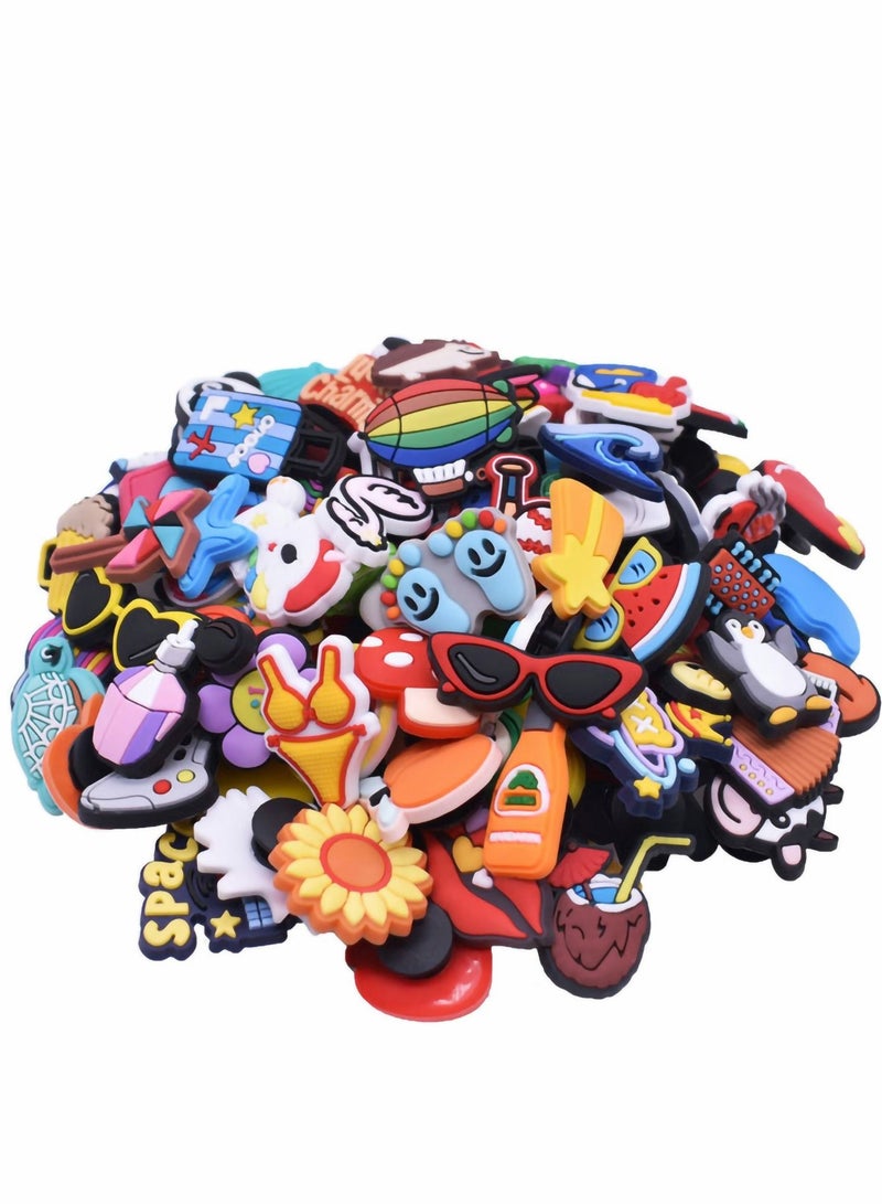 Hole Shoe Buckle 100 Pieces of Different Shapes of PVC Shoe Jewelry Cute Style Bracelet Wristband Decoration Soft Rubber Shoe Flower Birthday Party Charm - Image 1