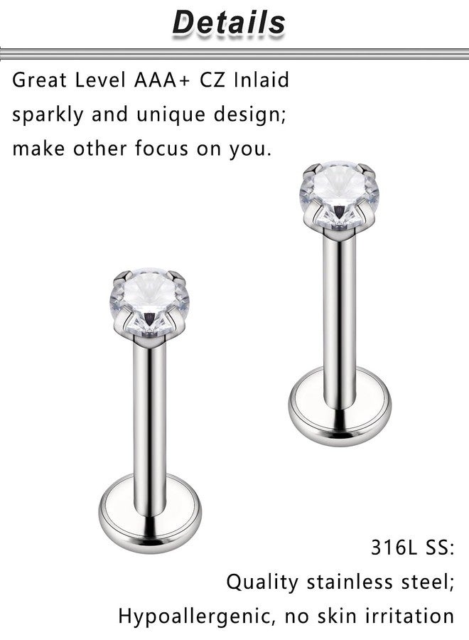 Ocptiy 16G Titanium Flat Back Nose Rings Stud Screw on in Lip Labret Nose Monroe Medusa Ashley Ring Hypoallergenic Implant Garde Cartilage Tragus Helix Conch Earrings Stud Piercing Jewelry Women Men - Image 3