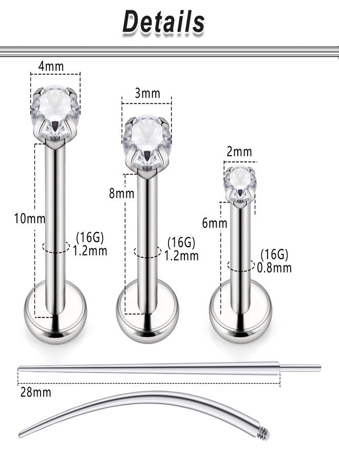 Ocptiy 16G Titanium Flat Back Nose Rings Stud Screw on in Lip Labret Nose Monroe Medusa Ashley Ring Hypoallergenic Implant Garde Cartilage Tragus Helix Conch Earrings Stud Piercing Jewelry Women Men - Image 2