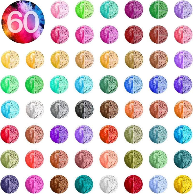 KEDIA MINERALS Kedia Minerals Mica Powder 60 Colors for Candle Making Arts and Crafts Different Colors Resin Multicolor 10g Each Pack of 60 Jar Packing  - Image 1