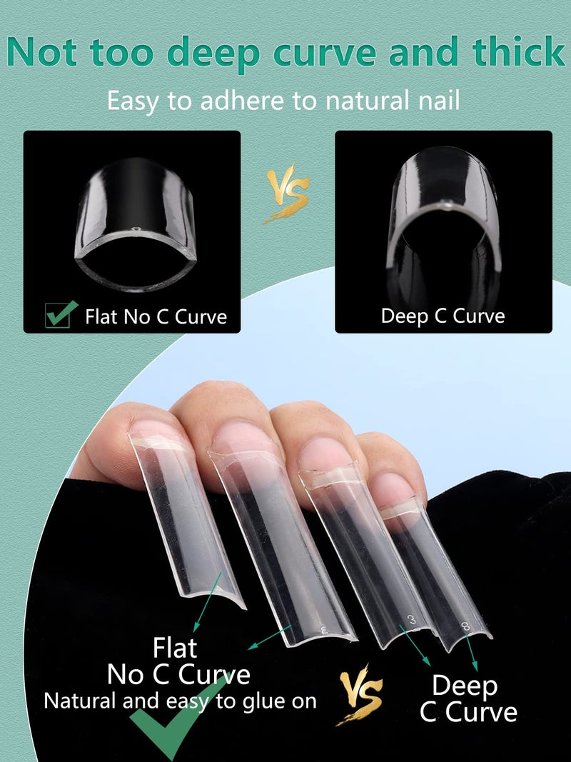 LIONVISON 504 PCS No C Curve Clear Nail Tips for Acrylic Nails Professional, 3XL Extra Long, 12 Sizes Half Cover Straight Tapered Square French Fake Nail Tips for Nail Salons Home DIY - Image 5