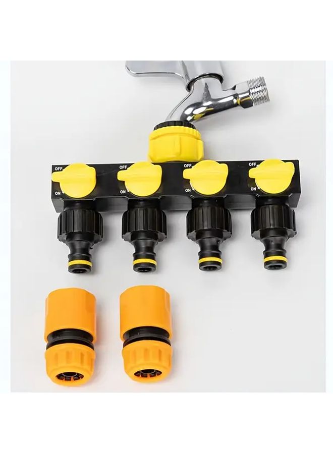 1 To 4 Valve Hose Diverter Adapter With Pressure Relief Valve And Anti Leak Washer Heavy Duty Plastic Quick Connect 90 Degree Garden Hose Splitter Blue For Lawn Care Home Gardening Watering Plants - Image 3