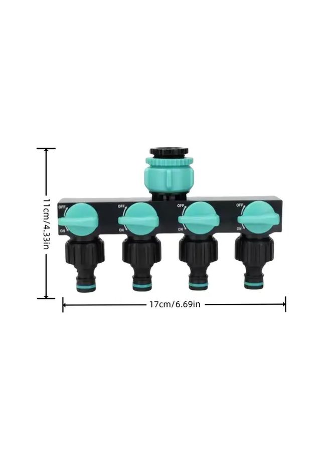 1 To 4 Valve Hose Diverter Adapter With Pressure Relief Valve And Anti Leak Washer Heavy Duty Plastic Quick Connect 90 Degree Garden Hose Splitter Blue For Lawn Care Home Gardening Watering Plants - Image 4
