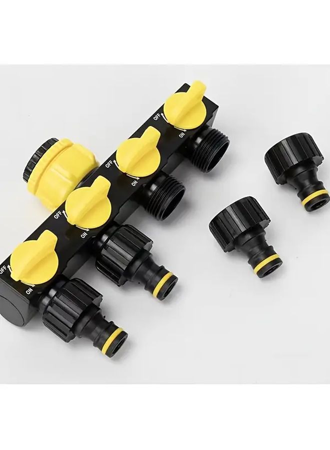 1 To 4 Valve Hose Diverter Adapter With Pressure Relief Valve And Anti Leak Washer Heavy Duty Plastic Quick Connect 90 Degree Garden Hose Splitter Blue For Lawn Care Home Gardening Watering Plants - Image 2