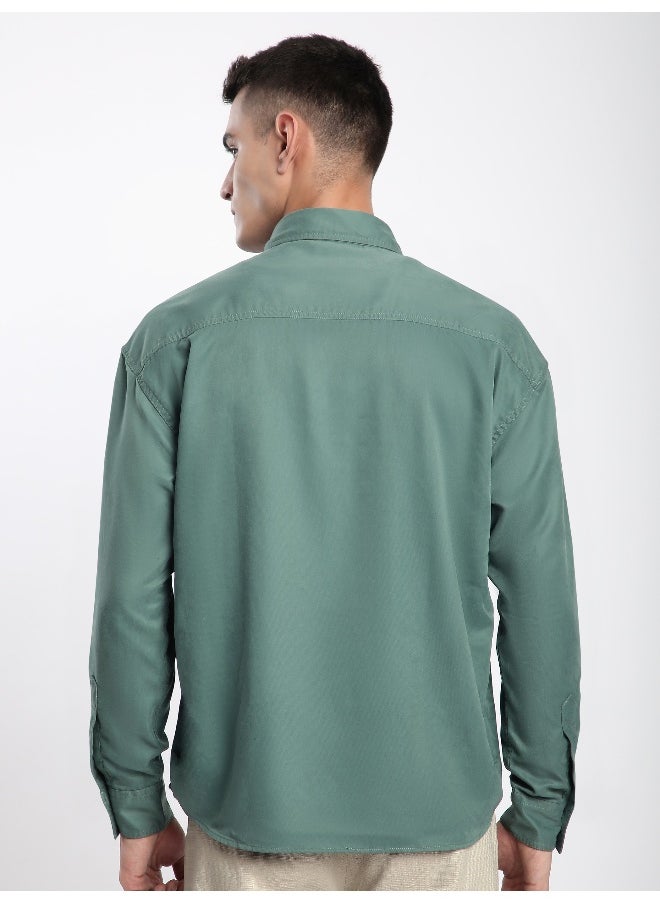 Beyoung Persian Green D-Buckle Cargo Shirt  - Image 5