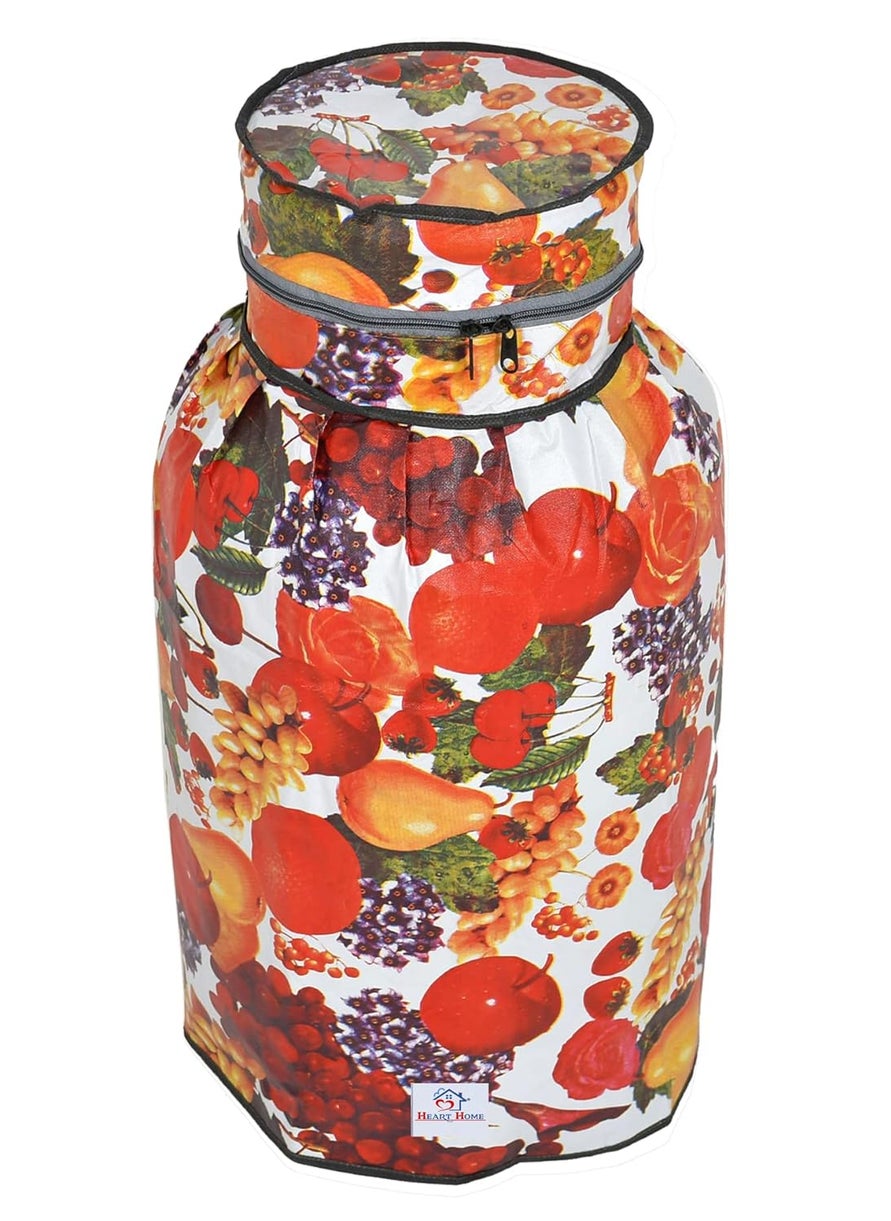 Kuber Industries Heart Home Fruit Printed StainDustWater Proof PVC Lpg Gas Cylinder Cover MulticolourHS43HEARTH25618  - Image 2