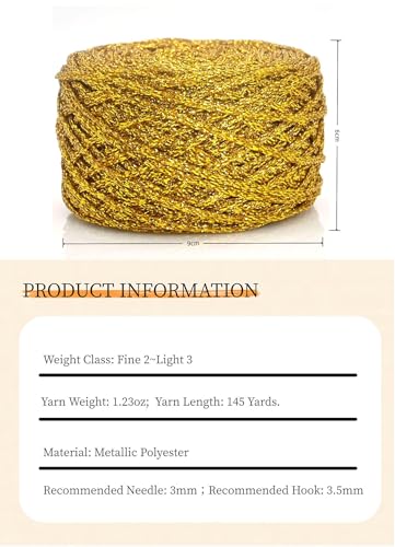 Esuikelut Metallic Glitter Yarn for Crochet & Knitting, Fine 2 Light Weight Worsted for Crochet Knitting, 35g 1.23oz, 145 Yards Soft Craft Sparkle Yarn (Silver) - Image 2