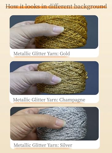 Esuikelut Metallic Glitter Yarn for Crochet & Knitting, Fine 2 Light Weight Worsted for Crochet Knitting, 35g 1.23oz, 145 Yards Soft Craft Sparkle Yarn (Silver) - Image 5