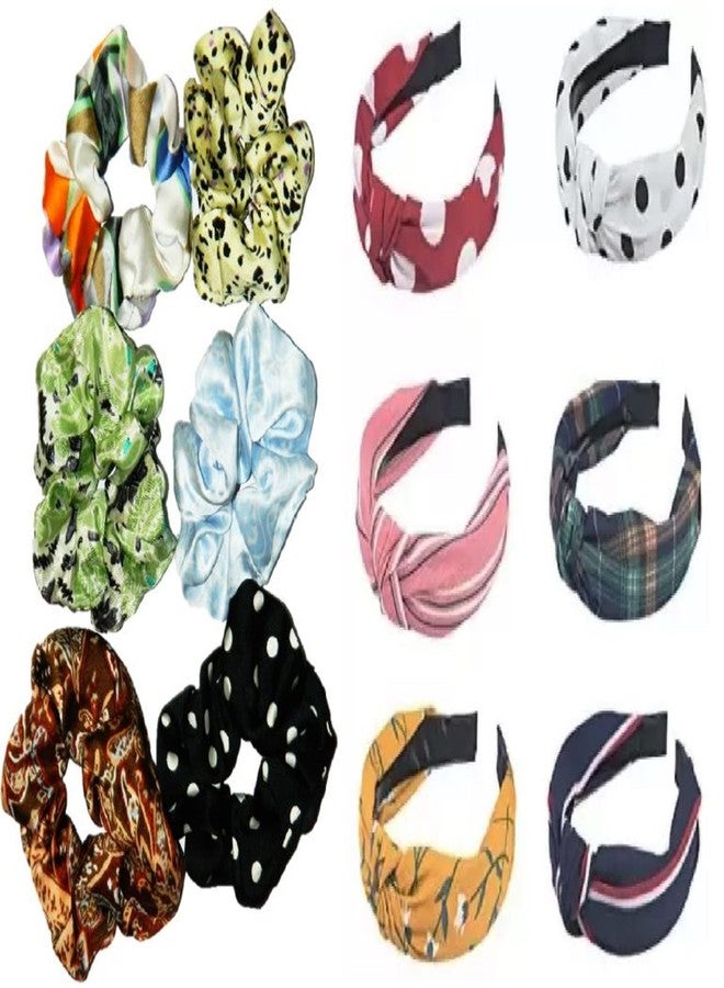 DIAN Multicolor Pack of 18 Hair Scrunchies & Hair bands, Ponytail Holder, Hair Tie, Hair Bow, Rubber Band in Satin & Printed for Women, Teens and Girls - Image 1