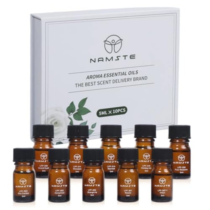 مجموعة الزيوت العطرية 5 مل × 10 مجموعة فنادق، موزع زيت عطري فاخر ريتز كارلتون، فور سيزونز، شانغريلا، ويستن، كمبينسكي، هوليداي إن، جراند حياة، شيراتون، نيو هيلتون، ماريوت - Image 1