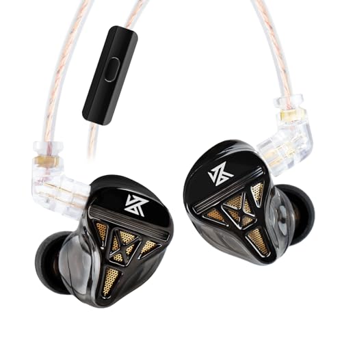 Kinboofi IEM Headphone with Mic, KZ DQS HiFi Dynamic Drivers Earphone Earbuds Bass 2pin 3.5mm Sports Music Game Headphone (Black, with Mic)…… - Image 1