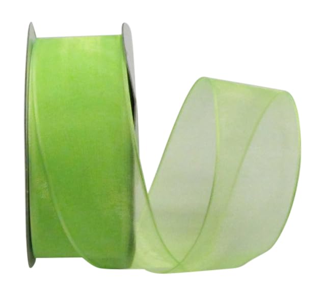 Ribbon Bazaar Sheer Organza Wired Ribbon 100 Polyester Wire Edged Ribbon for Floral Decor Table Arrangements Apparel Embellishment More 112 Apple Green 25yd