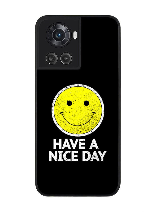 Stylizedd Rugged Black edge case for OnePlus 10R 5G/OnePlus Ace 5G Slim fit Soft Case Flexible Rubber Edges Anti Drop TPU Gel Thin Cover - Have a nice day - Image 1