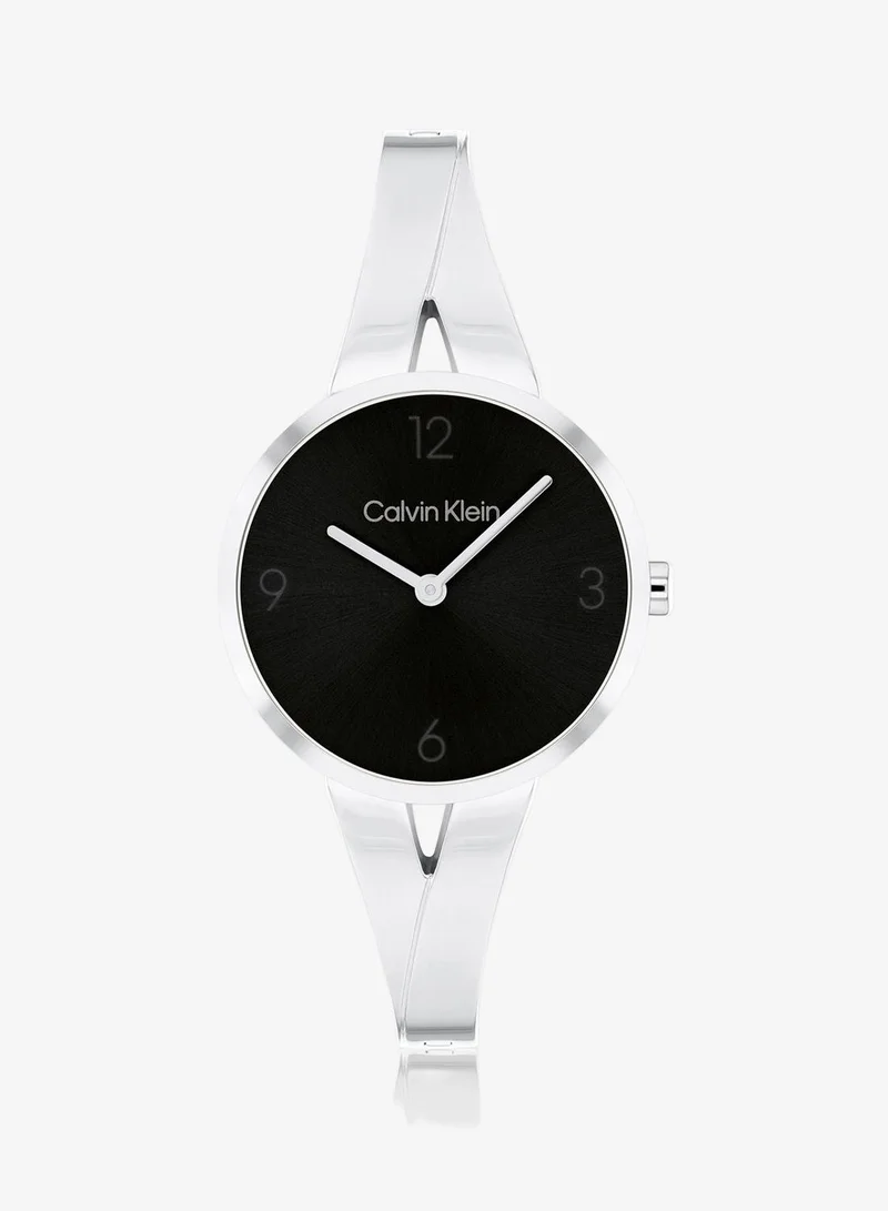 Calvin Klein 2-Hand Joyful Collection Quartz Movement Watch For Women With Silver Stainless Steel Bangle Bracelet - 25100026