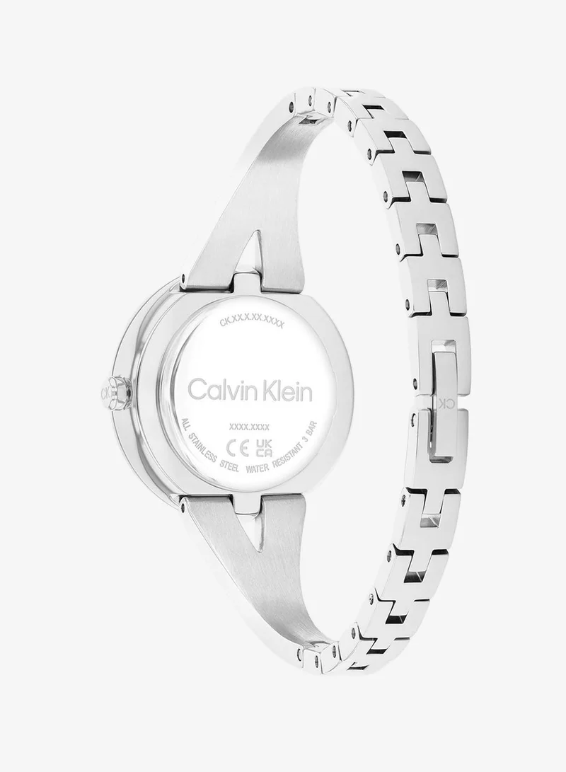 Calvin Klein 2-Hand Joyful Collection Quartz Movement Watch For Women With Silver Stainless Steel Bangle Bracelet - 25100026