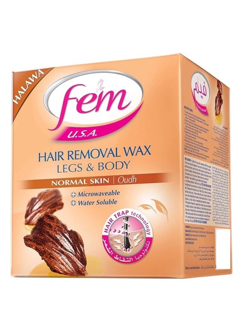 فيم شمع لإزالة شعر الساقين والجسم للبشرة العادية برائحة العود 450 جرام - Image 5