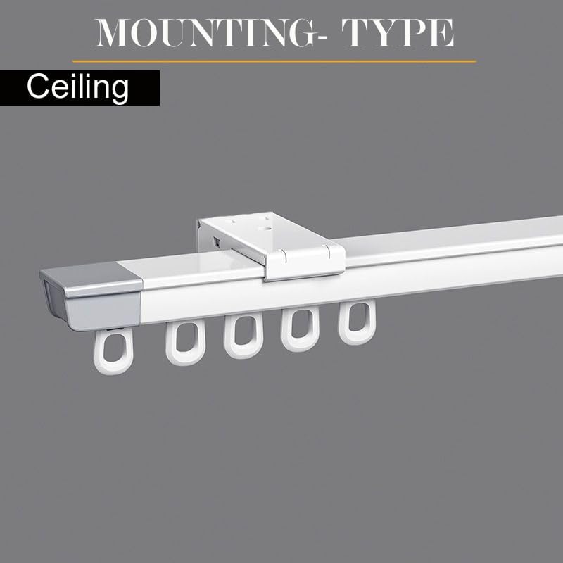 KOYET Aluminium Ceiling Curtain Track (32.8In-60In) Measurement-Free Curtain Guide Rail, Suitable For Room Partitions, Shower Curtains, Rv Curtains, Living Room Curtain Track Systems, White - Image 5