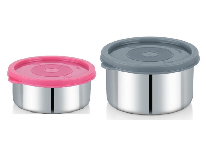 Foliam Leak Proof Click and Seal Lock Stainless Steel Storage/Air Tight Tiffin Container/Lunch Container with lid (LD-250+450ml) - Image 1