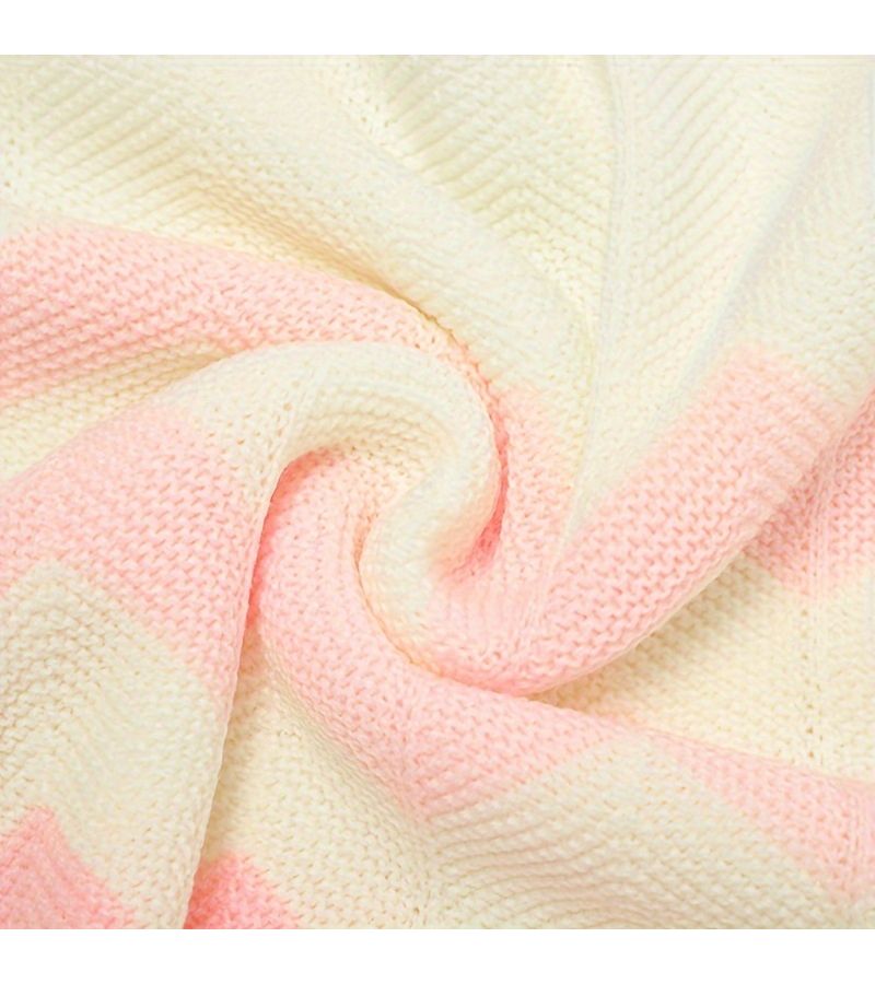 Pink Soft Knitted Throw Blanket Air Conditioning Blanket - Image 4