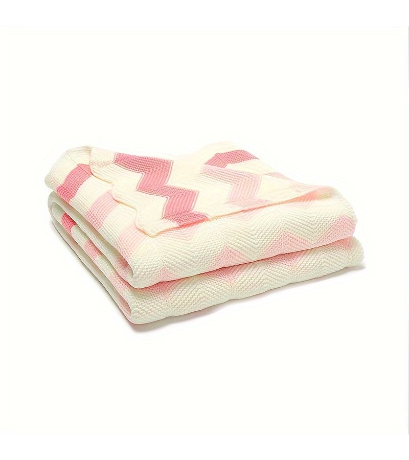 Pink Soft Knitted Throw Blanket Air Conditioning Blanket - Image 3