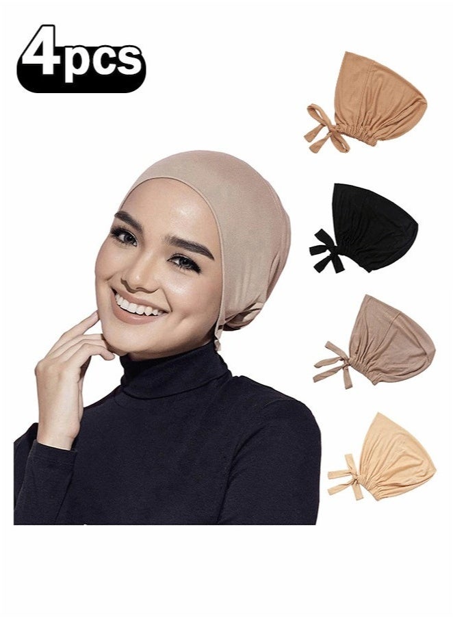 GMORO 4PCS Muslim Turban Hat Inner Hijab Caps Islamic Underscarf Bonnet India Hats Female Headwrap Turbante Mujer  - Image 1