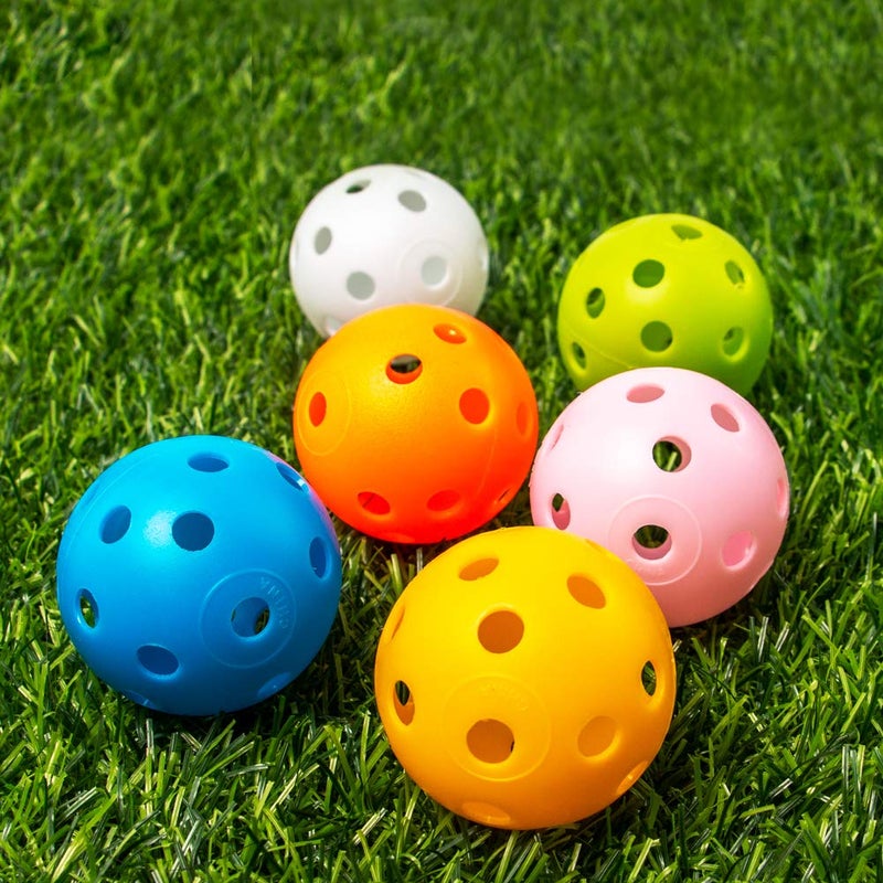 THIODOON Practice Golf Training Balls Limited Flight 40mm Hollow Plastic Colored Airflow Golf Balls for Swing Practice Driving Range Home Use Indoor 12 Pack (Mixed Color,12 pcs) - Image 5