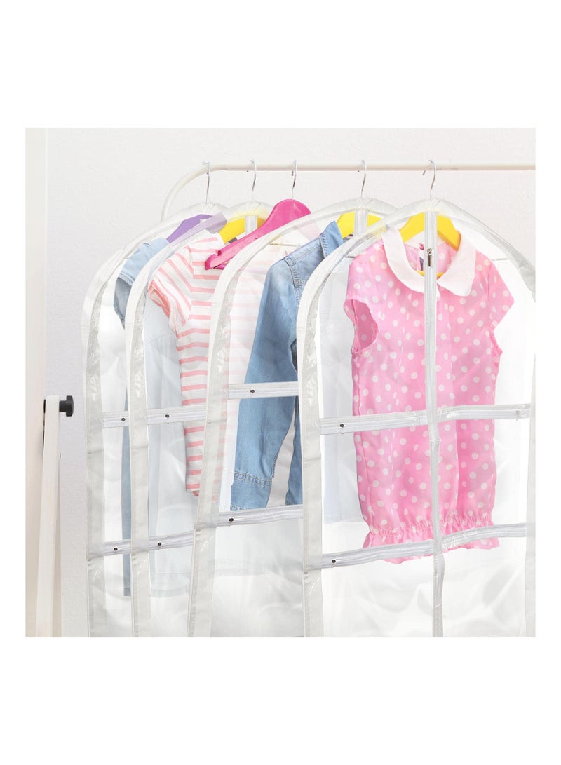 Dance Costume Garment Bag, PVC Plastic Bag Holder Clear with Garment Rack Hanging Pack to Dance Bag Children Clothes Storage Costume Bags Organizer Zipper Pockets for Kid Girls, 23.6 x 35.4 In(3 Pcs) - Image 5