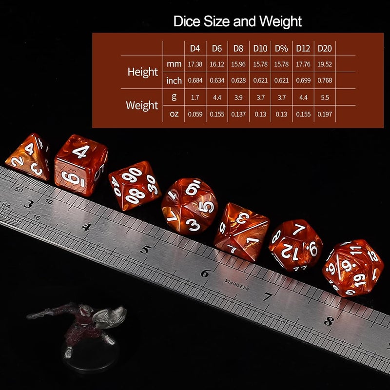 QMAY Polyhedral Dice Set - 7 x 7 (49 Pieces) DND Dice with 7PCS Black Drawstring Bags Great for Dungeons and Dragons, RPG, MTG,Role Playing Table Games D4 D6 D8 D10 D% D12 D20 - Image 3