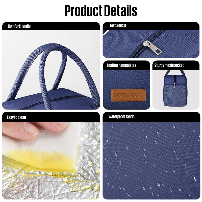 douyadady Lunch Bag Women/Men Lunch Box Women/Men (Dark blue) - Image 4