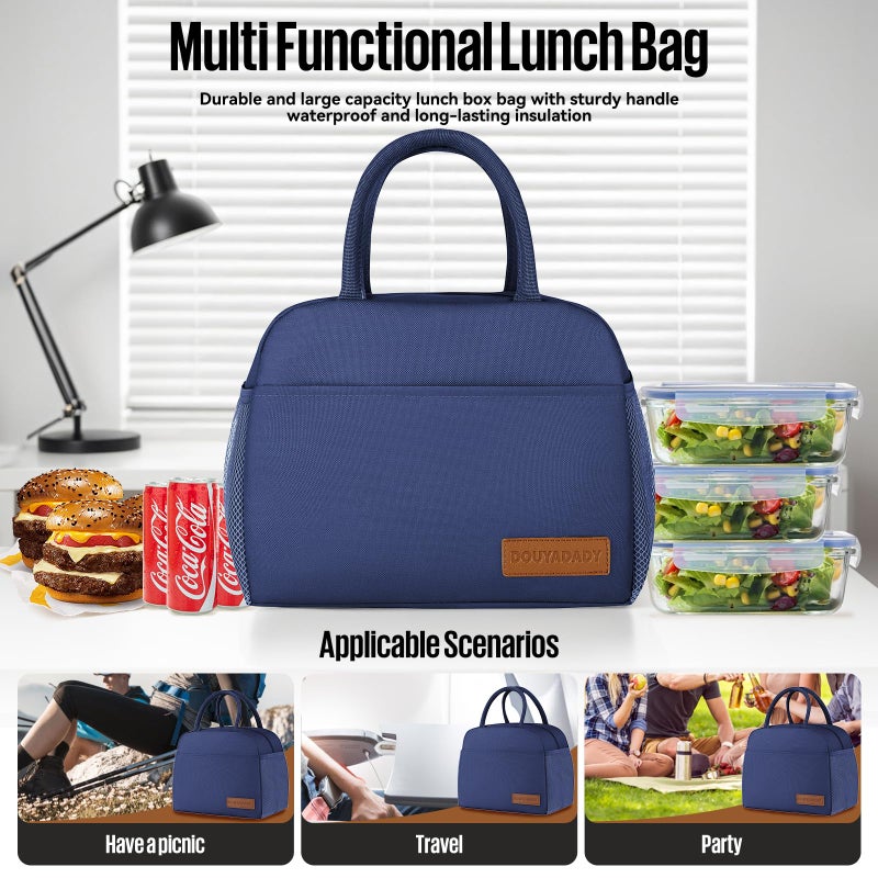 douyadady Lunch Bag Women/Men Lunch Box Women/Men (Dark blue) - Image 3