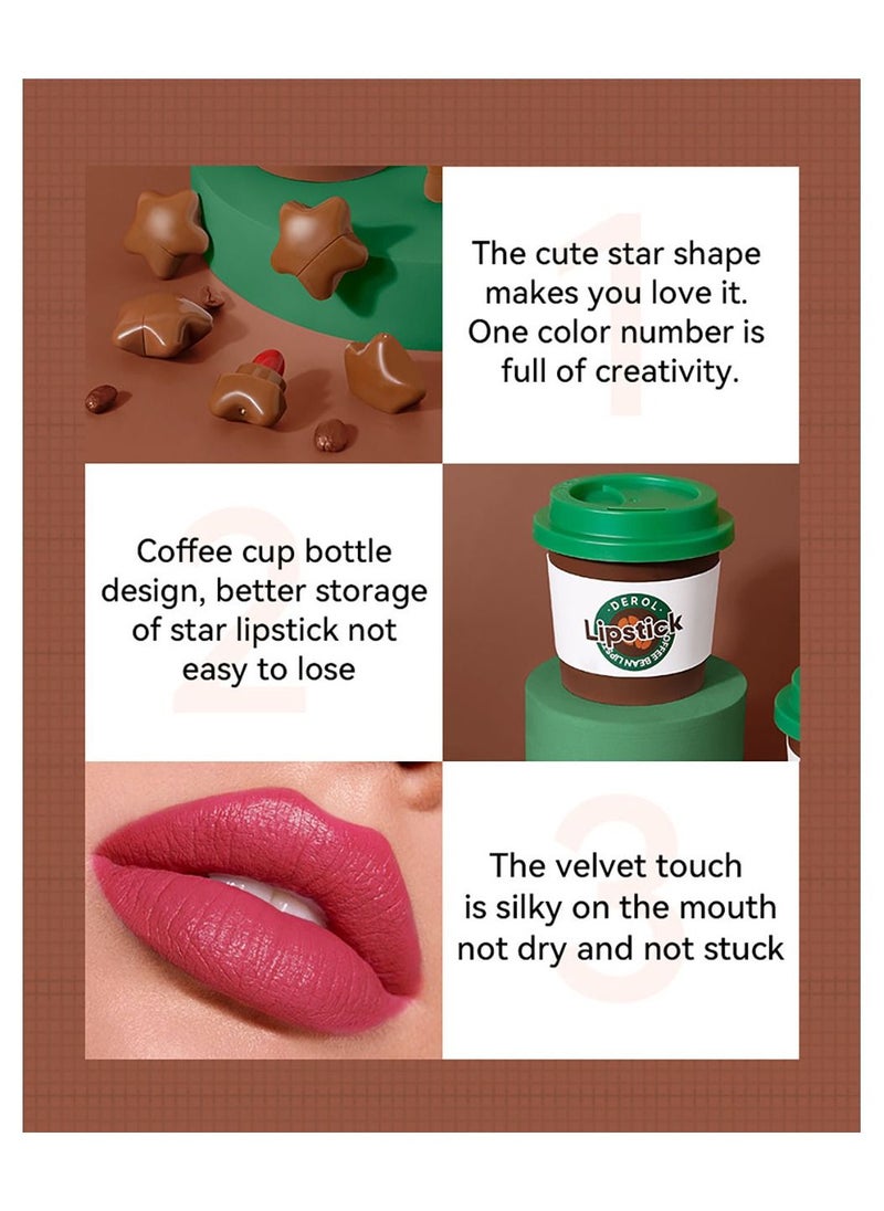DEROL - Lipstick Set For Women 6pcs Matte Moisturizing Cocoa Capsule Lip Stick Velvet Long Lasting Waterproof Nude Non-Stick Cup 24 Hours Smudge Proof Permanent Color Stay Hydration Makeup Gift - Image 1