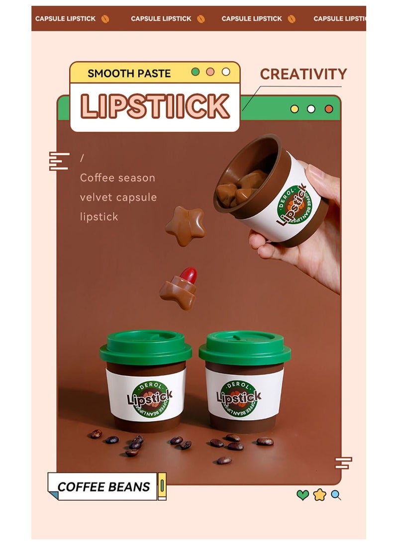 DEROL - Lipstick Set For Women 6pcs Matte Moisturizing Cocoa Capsule Lip Stick Velvet Long Lasting Waterproof Nude Non-Stick Cup 24 Hours Smudge Proof Permanent Color Stay Hydration Makeup Gift - Image 1
