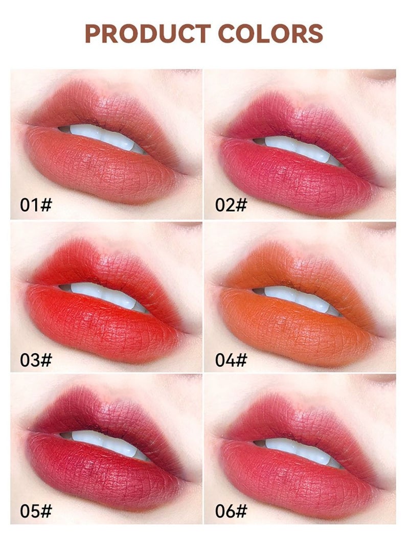 DEROL - Lipstick Set For Women 6pcs Matte Moisturizing Cocoa Capsule Lip Stick Velvet Long Lasting Waterproof Nude Non-Stick Cup 24 Hours Smudge Proof Permanent Color Stay Hydration Makeup Gift - Image 1