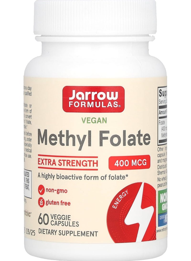 jarrow formulas Vegan Methyl Folate, Extra Strength, 400 mcg, 60 Veggie Capsules
