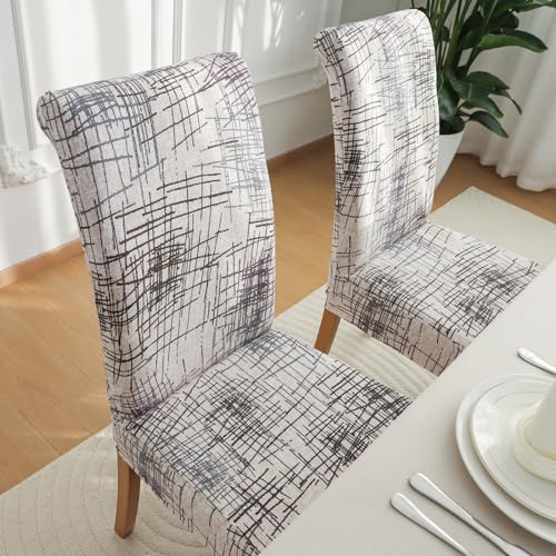 FORCHEER Chair Covers for Dining Chairs Set of 4,Beige Stretch Dining Room Chair Cover Kitchen Parsons Chair Slipcovers (Pack of 4, Beige) - Image 3
