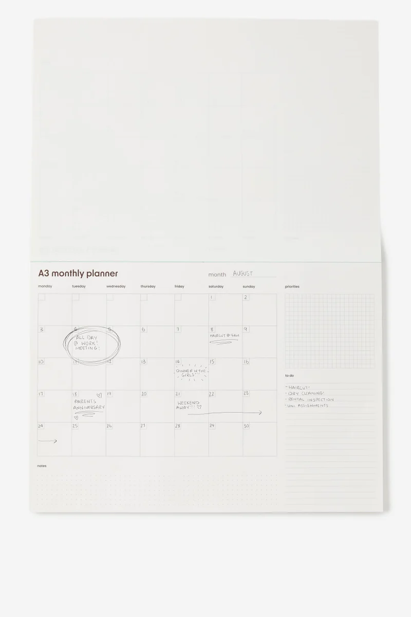 تايبو A3 Monthly Notepad Planner