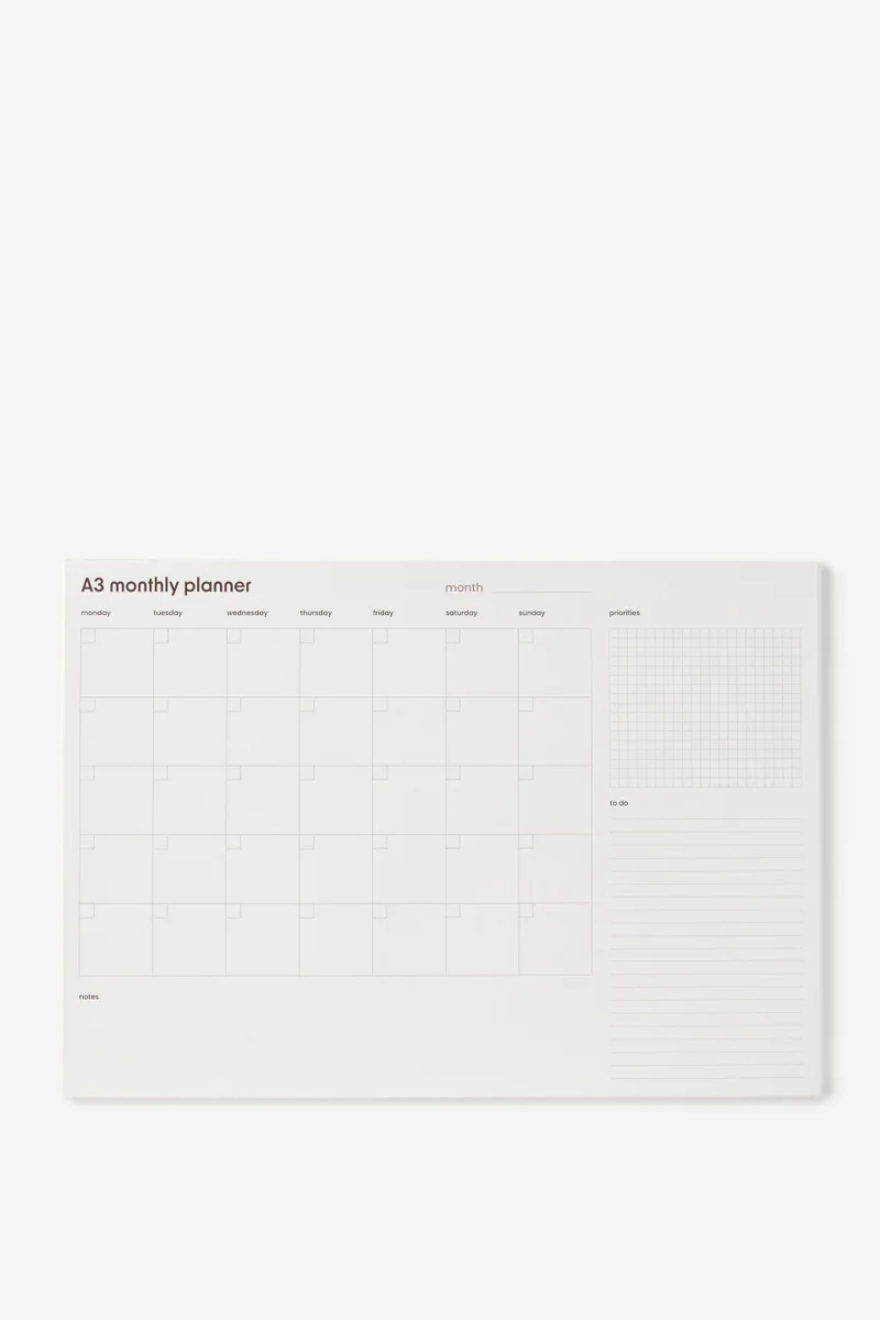 تايبو A3 Monthly Notepad Planner