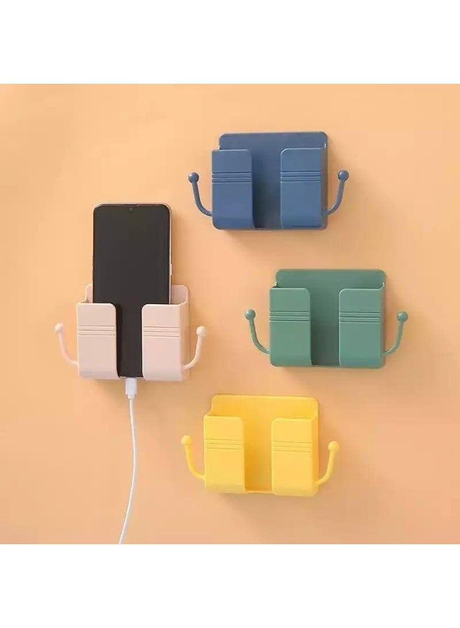Generic Wall-Mounted Multi-Use Phone Holder – Adhesive Mobile Stand with Dual Hooks for Cables, Accessories, Keys, and Watches – Strong No-Drill Installation, Perfect for Charging and Organizing – Multicolor - Image 1