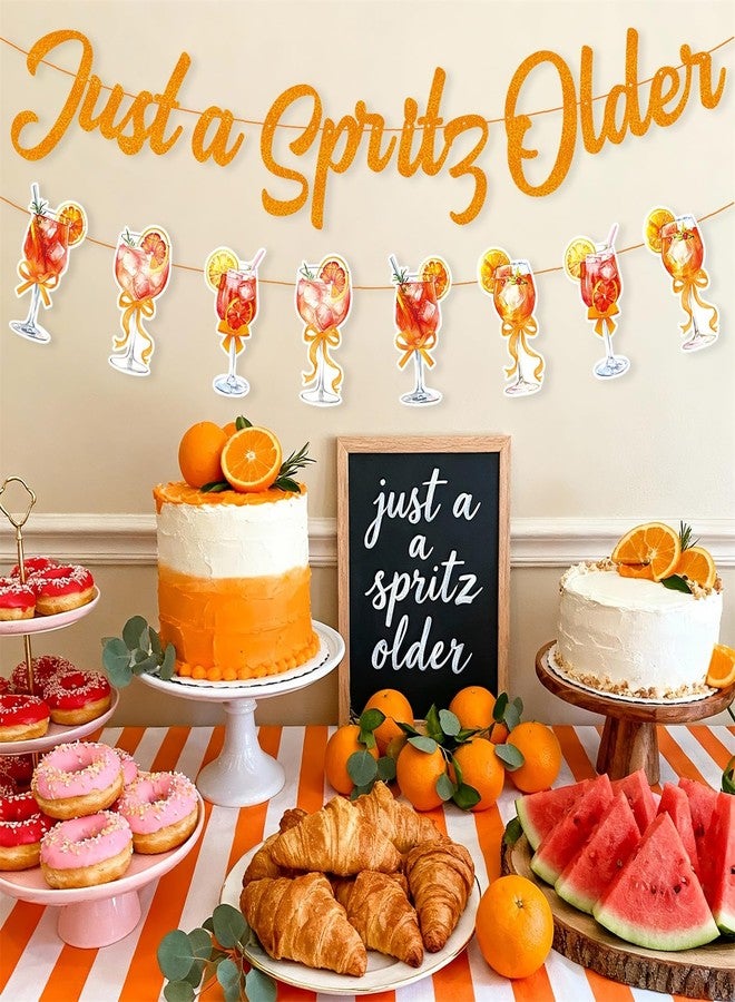 Haptda Just a Spritz Older Banner Garland Orange Glitter Spritz Bar Decorations for Aperol Spritz Party Décor Lemon Citrus Birthday Decoration - Image 2