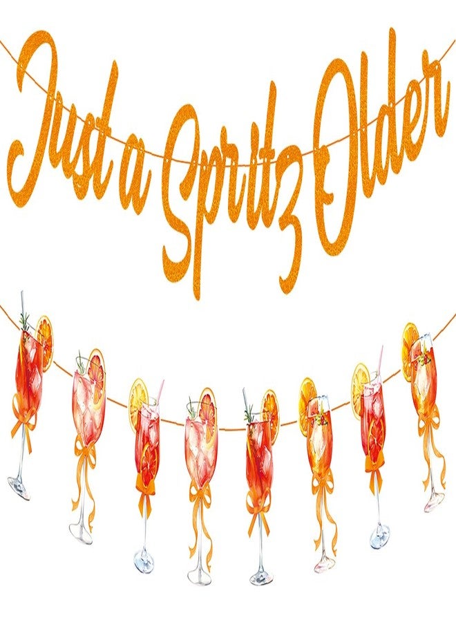 Haptda Just a Spritz Older Banner Garland Orange Glitter Spritz Bar Decorations for Aperol Spritz Party Décor Lemon Citrus Birthday Decoration - Image 1