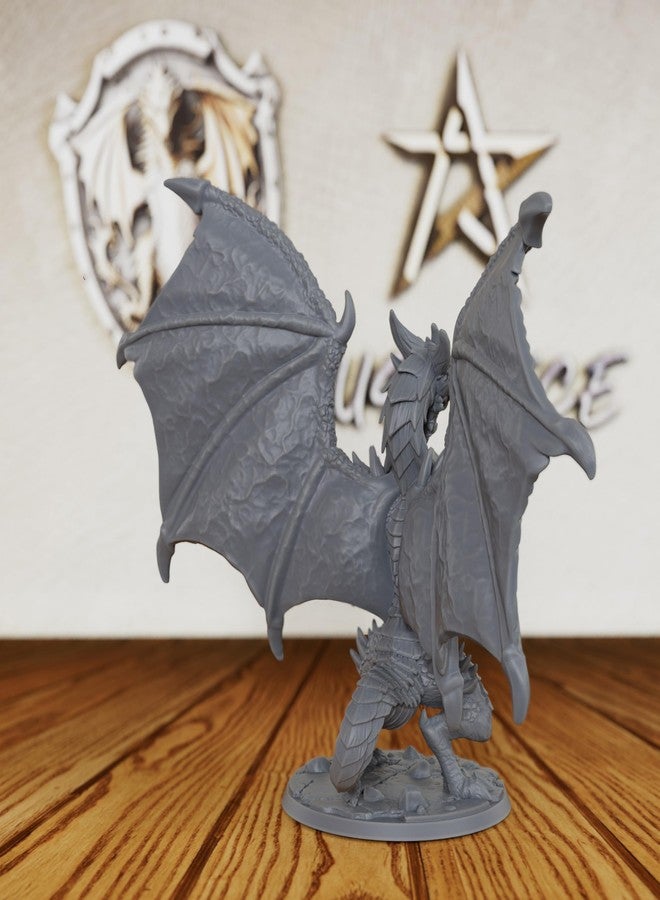 AUSPDICE Tabletop Unpainted Miniatures for TTRPG - 28mm Scale Fantasy Winged Drake Minis Figurine for Dungeon Masters & Miniature Game, RPG Accessory Figure - 6.2cm Flimtrax Dragon Mini (AS429) - Image 3
