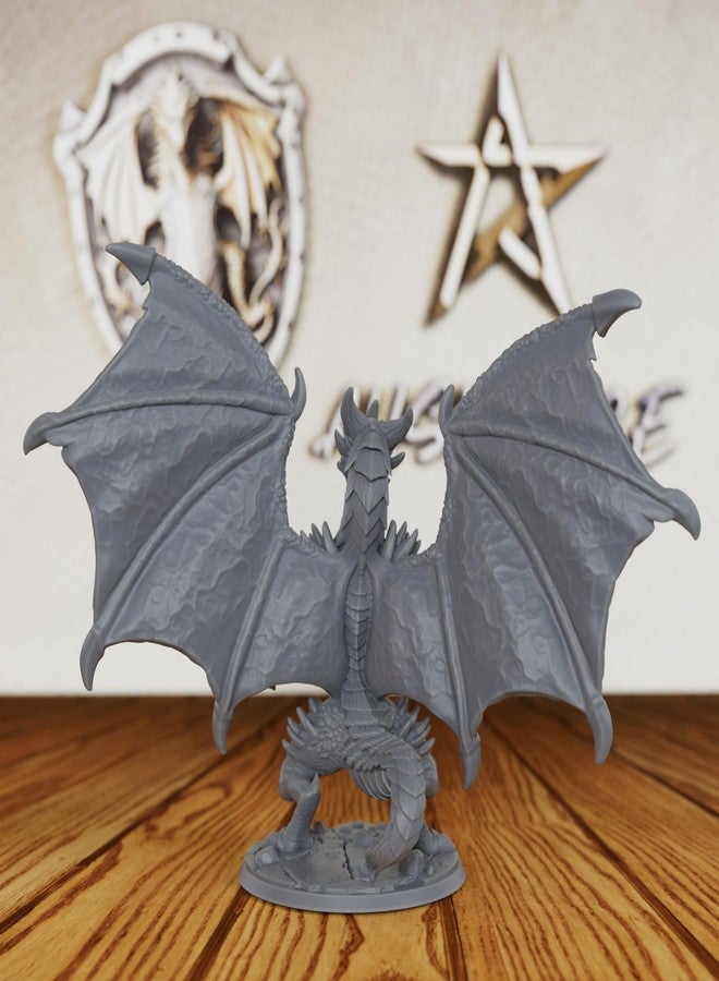AUSPDICE Tabletop Unpainted Miniatures for TTRPG - 28mm Scale Fantasy Winged Drake Minis Figurine for Dungeon Masters & Miniature Game, RPG Accessory Figure - 6.2cm Flimtrax Dragon Mini (AS429) - Image 4