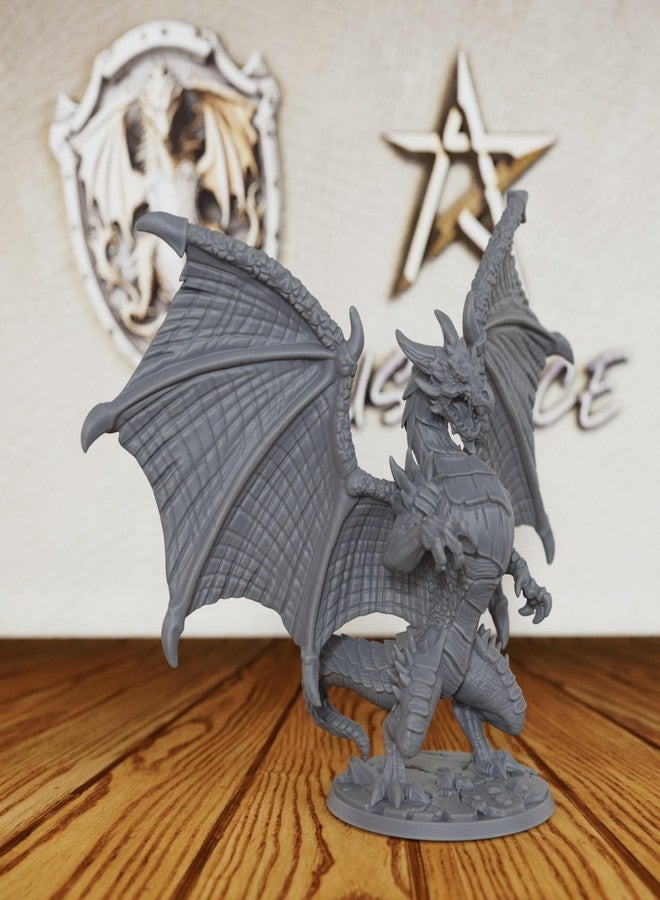 AUSPDICE Tabletop Unpainted Miniatures for TTRPG - 28mm Scale Fantasy Winged Drake Minis Figurine for Dungeon Masters & Miniature Game, RPG Accessory Figure - 6.2cm Flimtrax Dragon Mini (AS429) - Image 2