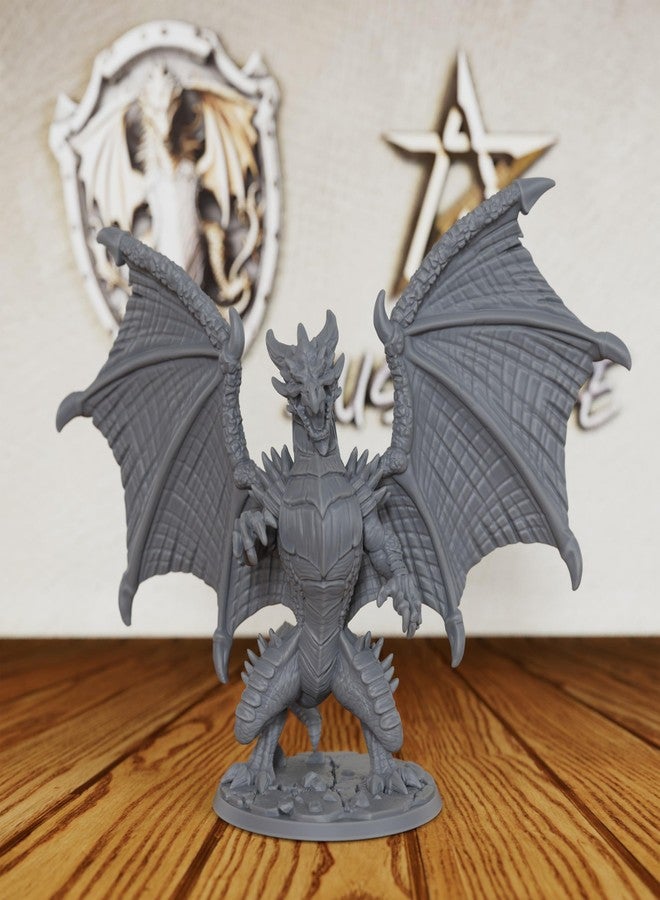 AUSPDICE Tabletop Unpainted Miniatures for TTRPG - 28mm Scale Fantasy Winged Drake Minis Figurine for Dungeon Masters & Miniature Game, RPG Accessory Figure - 6.2cm Flimtrax Dragon Mini (AS429) - Image 1